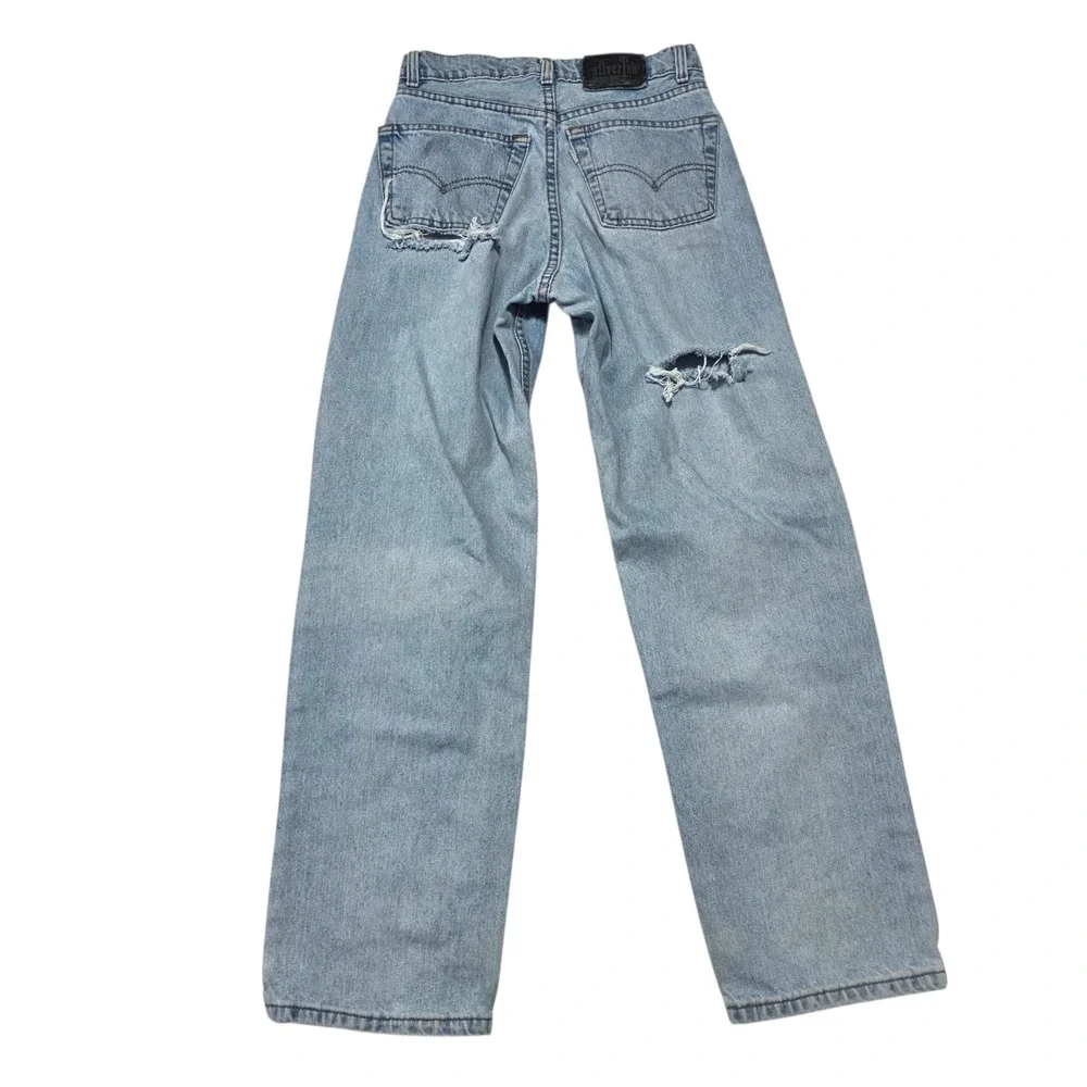 Levi's Silvertab Loose Fit Student Jeans Light Wash Distressed Denim W27 L30‎